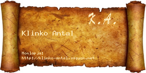 Klinko Antal névjegykártya